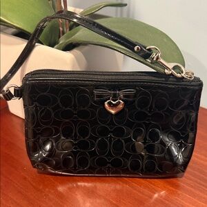 Coach Black Patent Leather Wristlet